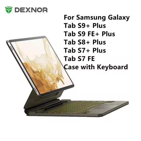For Samsung Galaxy Tab S9 FE+ Plus/S8+ Plus/S7+ Plus/S7 FE Magnetic Detachable Book Cover Keyboard M