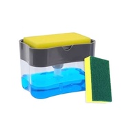 [CUAN] Tempat Sabun Bulat 1000ml + Spons Cuci Piring (2in1) Dispenser Sabun Cair Botol Soap Pump Wad