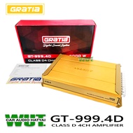 GRATIA เพาเวอร์แอมป์ ขับลำโพงเสียงกลางแหลม หรือซับเบส Class D 4 Channel 3000 Watts. Gratia GT-999.4D