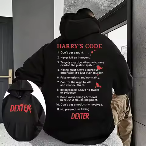 2025 Autumn/winter TV Series "Dexter Morgan Harry's Code" Men's Hoodie Casual Fashion Retro Pure Cot
