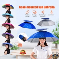 Windproof Umbrella Headwear Fishing Anti UV Sun Hat Payung Memancing Topi Payung Kepala Outdoor Camp
