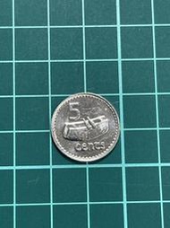 澳洲和大洋洲 斐濟 1990年 英國女王 伊麗莎白二世 傳統樂器 5分錢幣 硬幣-UNC難找 (橘84)