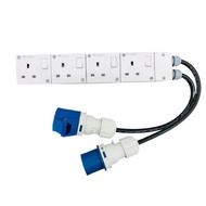 Customade UMS 4Way Extension Socket With 16A AJCEE 16a Plug Socket IN / OUTPUT