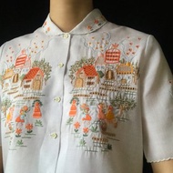 手工刺繡亞麻襯衫