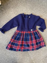 ChickeeDuck 雞仔嘜冬天長袖絨女童斯文格仔裙 N班面試裙 bb衫Dress