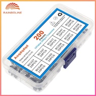 200Pcs Transistor Kit 10 Values TO-92 Transistor Set PNP NPN BC327 BC337 BC517 BC547 BC548 BC549 BC5