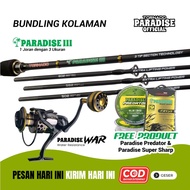 Tornado Set Pancing Kolaman Joran Paradise III & Reel Paradise War Free Senar & Kail Bundling