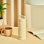 Glasslock 不锈钢真空保温杯304不锈钢咖啡杯手提便携水杯学生家用泡茶杯 米白色【500ml】