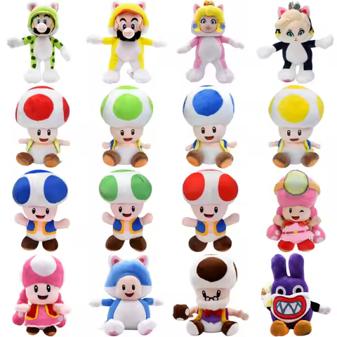 Kawaii Mario Bros Toad Toadette Soft Plush Toys Cute Anime Cat Mario Luigi Princess Peach Rosalina S
