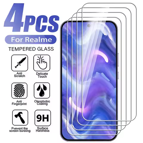4Pcs Tempered Glass For Realme 16 Pro 14 13 12 11 10 9 8 4G 5G Screen Protector for Realme 8s 9i 10s