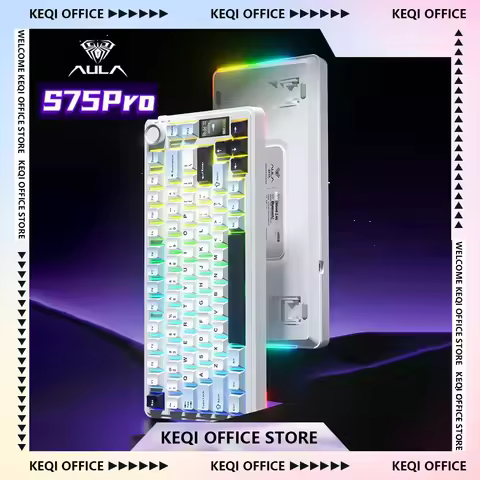 AULA S75 Pro Keyboard Tri Mode S75Pro Gamer Mechanical Keyboard 4000mAH RGB PBT Wireless E-sport Key