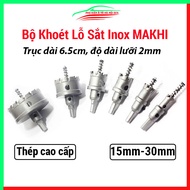 Mũi khoét lỗ cao cấp MAKHI khoét sắt inox đường kính mũi 15mm-30mm trục dài 6.5cm