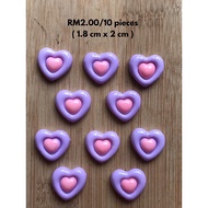 RM2.00/10 pieces : RS-804+ - Resin -Love - Heart - Glossy - 1.8 cm x 2 cm