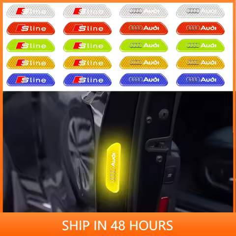 4PCS Car Door Safety Warning Reflective Mark Sticker Car Sticker For Audi sline TT Q3 Q5 Q7 Q8 A3 A4