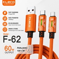 FLECO F-62 Super Fast Data Cable FLECO F-62 100W 6A LED USB To MICROOriginal Type-C Fast Charging Ca