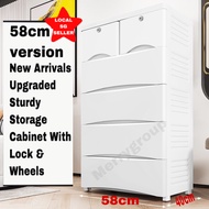 New Arrival Upgraded Quality Hard Solid Sturdy 58cm storage cabinet Polypropylene (PP) Plastic Furniture drawer box 4/5/6/7 tiers lock wheels space saver Multilayer living kitchen office kids