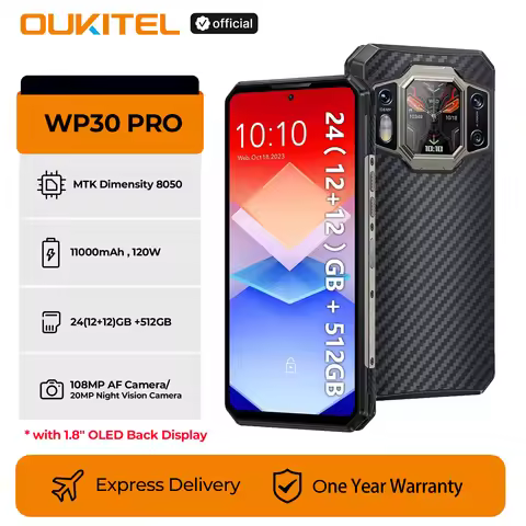 OUKITEL WP30 Pro 5G Rugged Smartphone Android 13 Mobile Phone 24GB(12+12) + 512GB, Dual Display Cell
