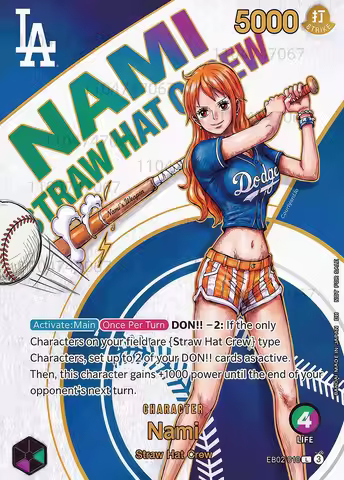 One Piece Card Game DIY TCG Flash Trading Card EB02 010 Nami Baseball Outfit Full Art Shiny Rare Col