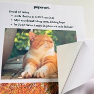 Paperart - A4 decal on the back, plain white, no logo, decal printed, sticker, white decal paper for