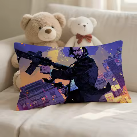 Movie J-John Wick Pillow Case Cover Suitable For Sofa Bedroom Car Cushion Rectangular Back Cushion