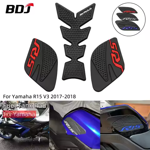 BDJ YZF R15V3 Motorcycle Side Fuel Tank Pad Sticker Anti Slip Grip Protector Decal For Yamaha YZFR15