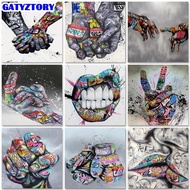 Gatyztory ภาพวาดด้วยมือแบบภาพเขียนสีน้ำมันโดยตัวเลขแอบสแตรก DIY สำหรับผู้ใหญ่การวาดภาพสีกรอบเครื่องตกแต่งฝาผนัง Ar