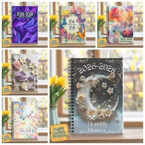 A5 Monthly Planner Calendar 100 Pages Scenery Cover 3 Year Planner Self-discipline Efficiency Diary