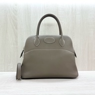 Hermes 18大象灰T/C皮銀扣bolide 31cm手提側背包