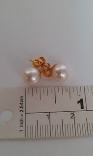 日本8mm養珠耳環，14k耳環托。no.box.26.1.25