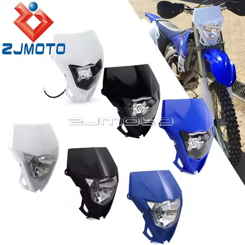 Motorcycle Dirt Bike LED Headlight Headlamp Light Supermoto Fairing For Yamaha WR250F WR250R WR450F