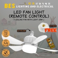 Mini Fan + LED Light + Remote Control -E27 holder