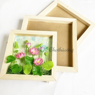 DIY handmade deep wooden picture frame, 3D clay painting, vintage decor picture frame