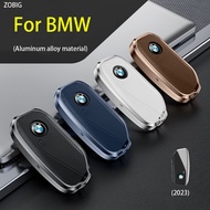 ZOBIG Car Key Fob Cover Case Fit for BMW Energy Ix I7 X7 7 Series Key Protective Cover Keychain Leather Aluminum alloy Key Holder 4 Buttons