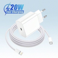 20W EU Wall Charger Set, Wall Fast Charger & 3.3ft/100cm Type-C To Lightning High-Speed Braided Data
