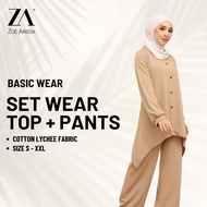 ZOE ARISSA SET MUSLIMAH SET BAJU SELUAR Set Warda Women Suit Muslimah Labuh Set Plus Size ANIQAH Button Baju Set Seluar