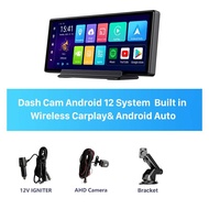 Seicane 10.26 นิ้วรถ Dash Cam Android 12.0 ระบบ Carplay Android AUTO 5G WIFI GPS นำทางกระจกบันทึกวิดีโอ