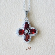 Meena Gem สร้อยคอพร้อมจี้ พลอยแท้โกเมน ตัวเรือนเงินแท้925 พลอยนำโชค พลอยประจำวันเกิด