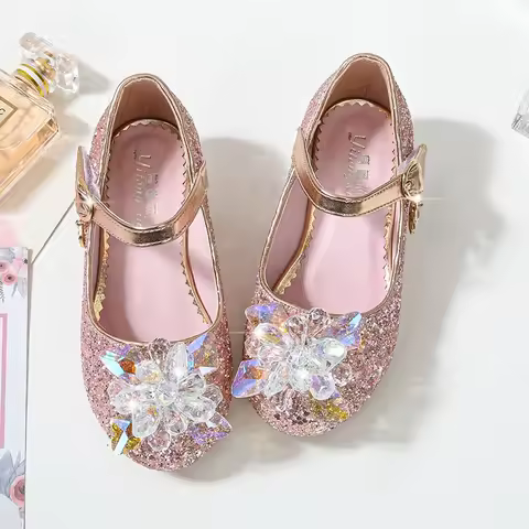Flower Children's Shoes Beach Princess Girl Shoes For Kids Glitter Wedding Party Shoes Infantil Chau