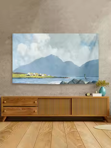 2026 New Mountain Luxury Dust Cover Cloth for 55 Inch 65 Inch 86 Inch Wall-Mounted TV Cover Nordic S
