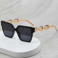 1pc Retro Ladies' Square Frame Chain Decorated Fashion Glasses For Daily Wear, Street Snap And Trave
