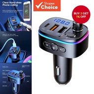 Bluetooth 5.0 FM Transmitter 3-Port USB Car Charger Type C PD Fast Charging Adapter for Huawei OPPO 