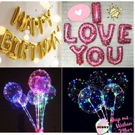 Balloon Party Transparent Balloon & I LOVE YOU Pink & HAPPY BIRTHDAY Gold 40cm Flash Colorful LED Ba