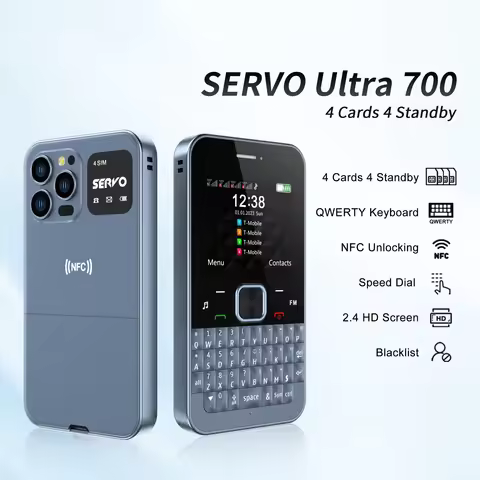 SERVO Ultra700 QWERTY Keyboard Mobile Phone Call Recording Flashlight FM MP3 NFC Unlocking 4 SIM Sta