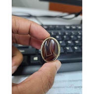 Cincin Perak Batu Akik Yaman Motif Lam Alif