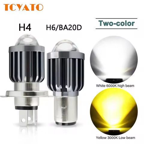 1PCS 10000LM H4 LED Motorcycle Headlight H6 BA20D P15D Led CSP Lens White Yellow Hi Lo Beam Motorbik