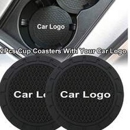 2PCS Car Cup Holder Coasters - Custom Logo Silicone Inserts For Audi/T Oyota/VW/Benz/BMW, Non-Slip D