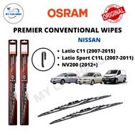 OSRAM Premier Conventional U Hook Wiper Set Nissan Latio Sport C11L (2007+)/Latio C11(2007+)/Nissan 