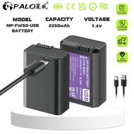 PALO NP-FW50 battery Type-C Sony camera battery A6400 A6300 A6000 A7 II A6500 NEX-7 NEX-5A 2250mAh