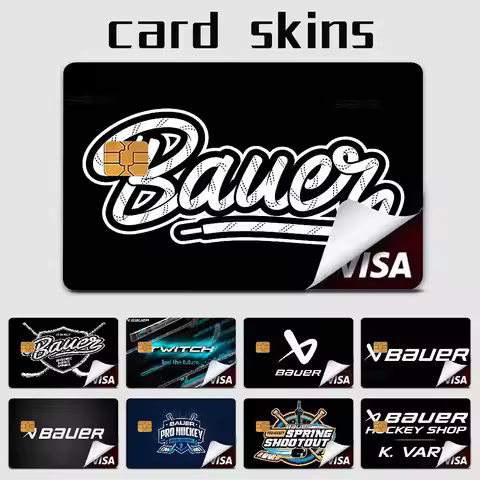 B-Bauer Hockey Anime Cartoon Bear Skin Sticker Film Tape Case For Big Credit Debit Card Front Side