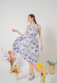 Aelin Fit and Flare Floral Dress (Blue)